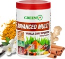 Grønne + Advanced Multi Vanilla Chai Superfood Powder, Organic Sund Blend for Morning Vitality, Nutrition, Vibrant Health, Kosttilskud, Vitamin Minerals, Vegan, Soy / Dairy / Gluten Free (9.4oz)