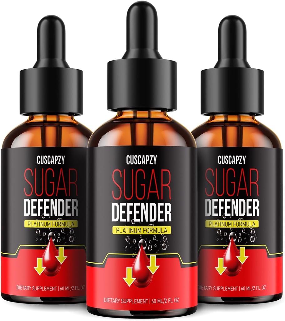 Ingen recept påkrævet, Sugar Defender Drops, Sugar Defender Liquid, Platinum Formel, pakke med 3