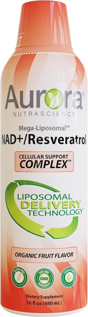 Vida Lifescience Liposomal NAD + flydende tillæg med Resveratrol - 32 Servere - Understøtter cellulær energi & metaboliske funktion - Vegan, Gluten- Free, Non- GMO