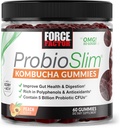 Kraftfaktor ProbioSlim Kombucha Gummies for fordøjelsessygdomme, Probiotika til kvinder og Probiotika til mænd Lavet med 5 Millioner CFU 'er, Kombucha SCOBY Probiotiske Gummies, Peach, 60 Gummies