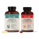 NatureWise 1000mg Omega 3 600mg EPA 400mg DHA med E-vitamin 180ct & B-vitamin Complex for kvinder og mænd 150 Softgels [5-måned Supply]
