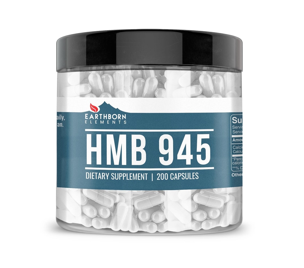 Earthborn Elements HMB Powder 200 Kapsler, Pure & Ufortyndet, Ingen tilsætningsstoffer