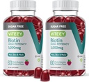 VITEEY Biotin Gummies for hår, hud, og negle 5,000mcg - Sukker fri - Hårvækst Gummies, sund hud glød, stærk sund nail vækst - Vegan, Gluten fri, Gelatine fri- Chewable Raspberry Flavor