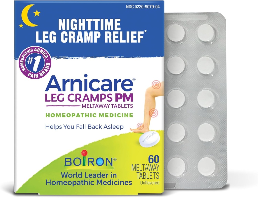 Boiron Arnicare Leg Cramp PM for Nighttime Relief from Cramping and Stifness in Feet or Calves - 60 tabletter