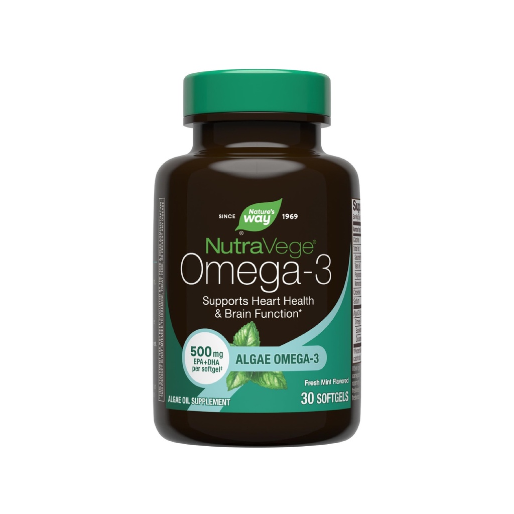 Nature 's Way NutraVege Plant Based Omega-3, Heart Health and Eye and Brain Function *, 30 Vegan Softels