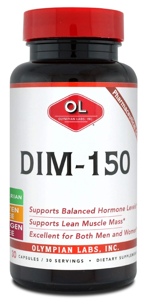 Olympian Labs DIM Supplement 150mg - DIM Diindolylmethan 30 Capsule Supply of DIM for Estrogen Balance, Hormone Menopause Relief, Acne Treatment, PCOS, Bodybuilding
