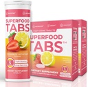 Superfood Tabs Superfoods Company Detox Cleanse Drink - Supplement til Kvinder & Mænd - Støtte sund vægt, fordøjelsessygdomme, Cravings & Bloating Relief - Jordbær Lemonade Flavor [60 tabletter]