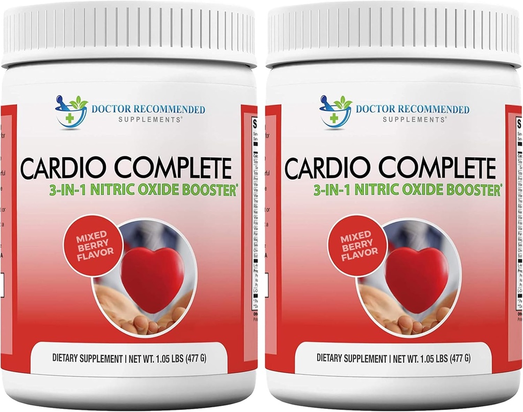 Cardio Complete - Heart Health Support Powder Supplement - 3-in-1 Nitrooxide Booster med 5.000 L- arginin, 1000 mg L- Citrullin, og Hawthorn Berry, 2 Pack