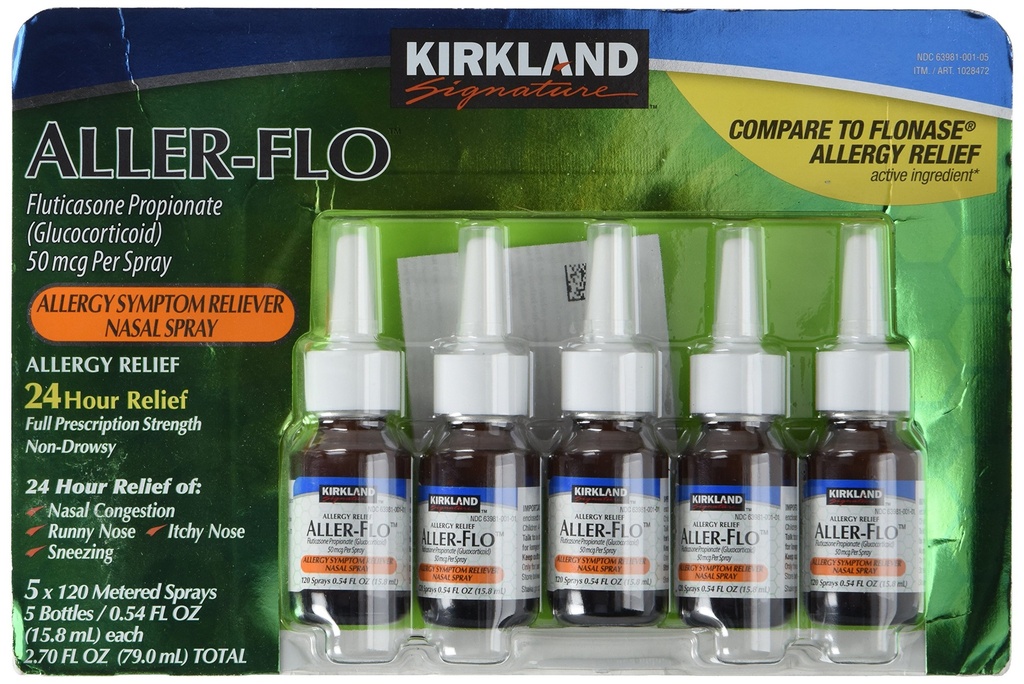 KIRKLAND SIGNATUR Kirkland Aller- Flo Fluticasonpropionat (Glucorticoid), 0, 54 Fl Oz. (pakning med 5 stk.)