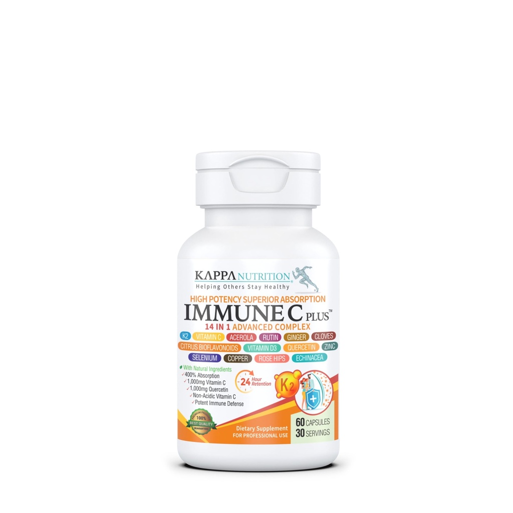 Quercetin 1. 000mg, C-vitamin 1. 000mg, Zink 50mg, D-vitamin 3 5. 000iu, Selenium, kobber, Acerola, Ginger, Rutin, Bitter Orange, Rose Hips, Echinacea, ImmunC Plus, 14 i 1 immunC Plus (60 Greve)