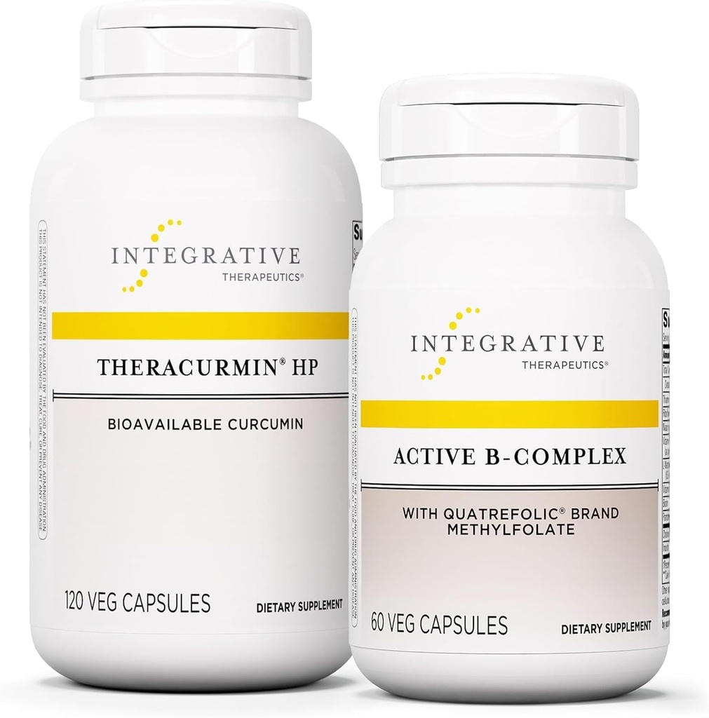 Integrativ terapi Bundle med aktiv B- Complex, 60 kapsler & Theracurmin HP, 120 kapsler - Active B- Complex til at understøtte energi Metabolisme * - Theracurmin Det er 27x mere biotilgængelig *