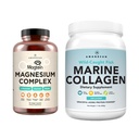 AMANDEAN Premium Magnesium Complex & Marine Collagen bundle. High- Absorption Magnesium Threonat, Glycinate & Malat. Wild-fanget hydrolyseret fisk collagen protein. Support Quality Sleep, Skin & Mood
