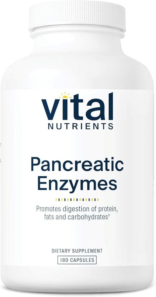 Vital Nutrients Pancreatic Enzymes 1000mg (Full Strength) | Pancreatin Digestion Supplement with Protease, Amylase & Lipase | Digestive Enzymes | Gluten, Dairy, and Soy Free | 180 Capsules