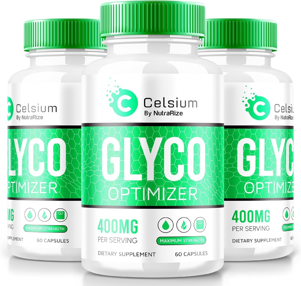 NutraRize (pakke af 3 Celsium Glyco Optimizer, Maksimal styrke blodgennemstrømning Support, Kapsler til at vedligeholde stabile niveauer, Herbal Plus Vitaminer Formel for samlet sundhed, officielle anmeldelser (180 Kapsler)