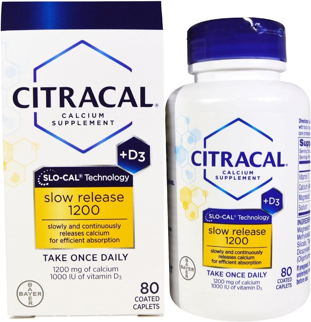 Citracal med Calcium D Slow Release 1200, 80- Greve - Køb pakker og Gem (pakke med 2)