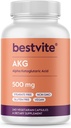 AKG (Alpha Ketoglutaric Acid) 1000mg per Serving (240 Vegetarian Capsules) - No Stearates - Vegan - Non GMO - Gluten Free - AKG Supplement