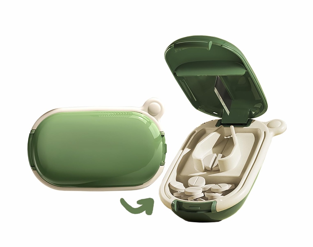 MURRI & MURRDI Lille Pill Splitter, Portable Medicine Cutter til Pocket eller Purse - Vitaminer, Tablets, Medicin (grøn)