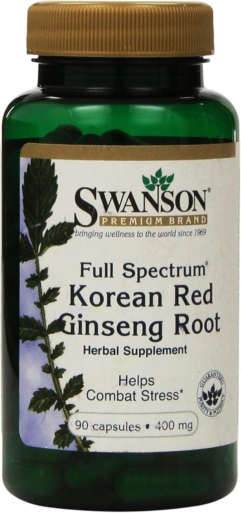Swanson Premium Full- Spectrum Koreansk Rød Ginseng Root 400 mg 90 Caps - pakke med to