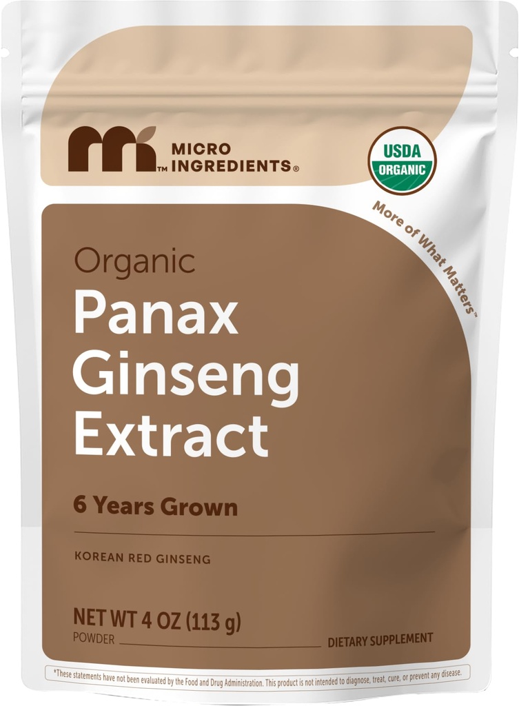 Mikroingredienser Maksimal styrke Økologisk koreansk Ginseng Root 200: 1 Pulver, 4 Ounce, Rød Panax Ginseng Pulver, Aktive Ginsenosider, Vegansk Friendly