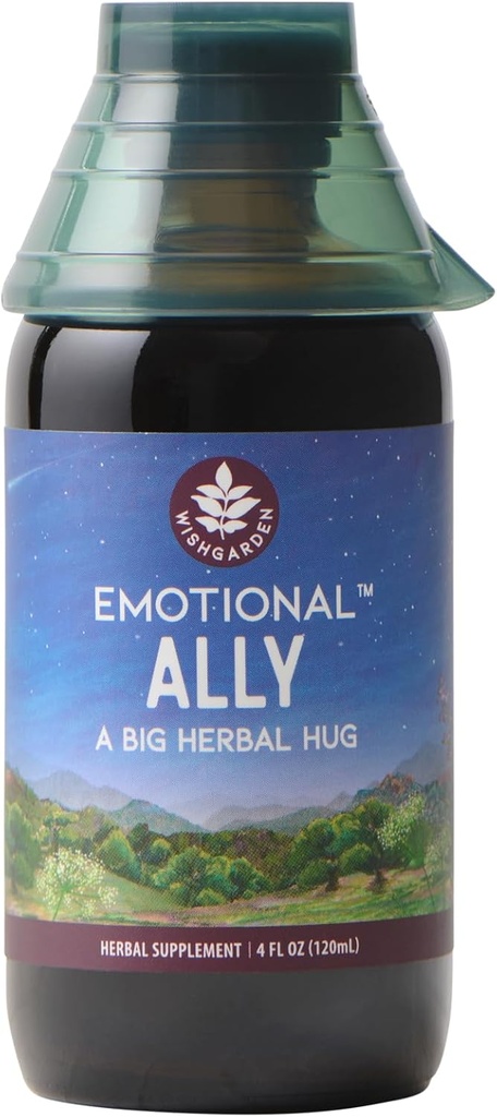 WishGarden Urter Følelsesmæssige Ally - All- Natural Fast- Fungerende Flydende Urte tillæg med Passionflower, Schedlcap, St Johns Wort & Motherwort Understøtter Følelsesmæssige Grundlag, En Big Herbal Kæmpe, 4oz
