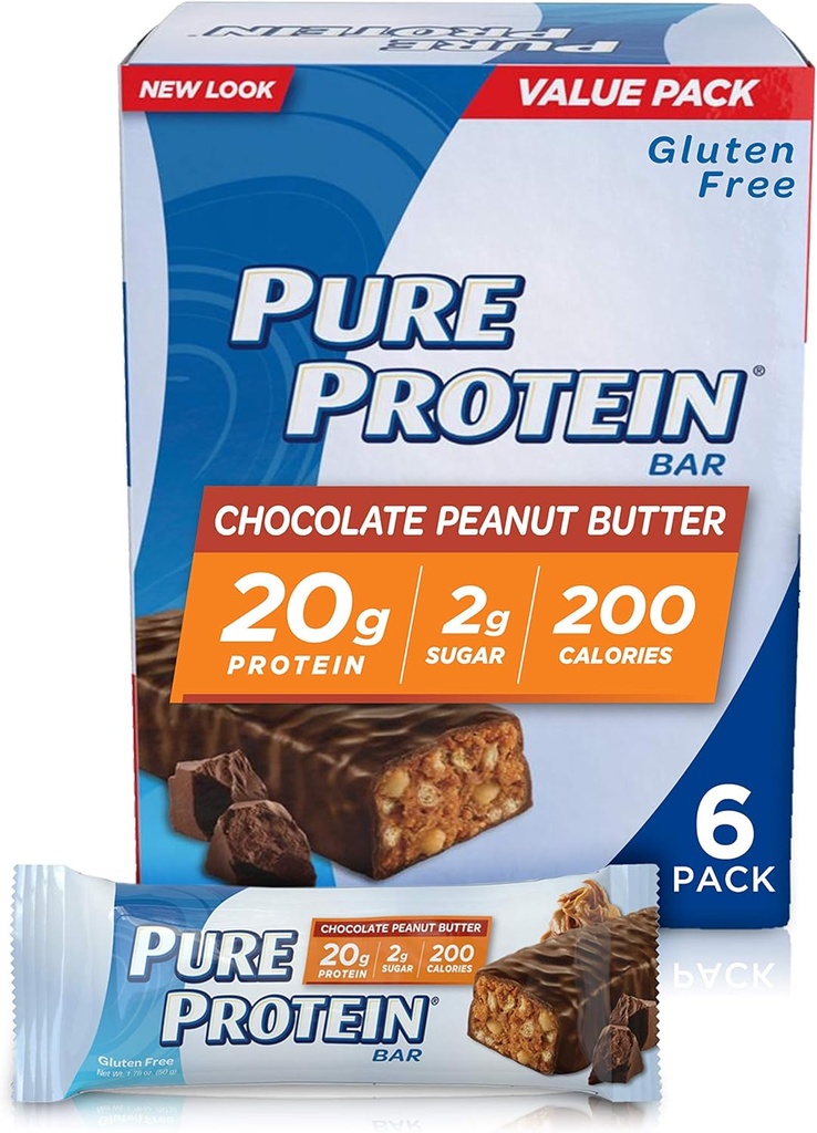 Pure protein--High Protein Bar Chokolade Peanut Butter--Protein Bars - 20 Bedste Protein per Bar--Gluten Free--6 - 1.76- Ounce Bars
