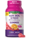 Nature 's Truth Hår, Hud, og Nails Gummees 124; med Biotin Memory 124; 140 Greve 124; Frugt Flavor Memory 124; Vegan, Non- GMO og Gluten Gratis Vitamin til mænd og kvinder