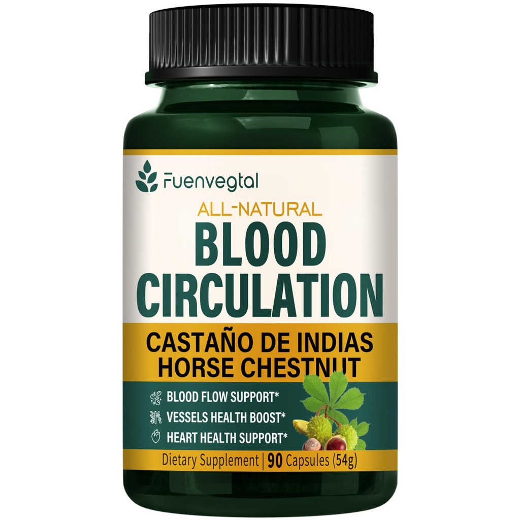 Horse Chestnut Blood Circulation Capsules, Castaño de Indias y Diosmina para la Circulacion, Nitric Oxide Supplement for Healthy Blood Flow, Blood Pressure. 90 Counts