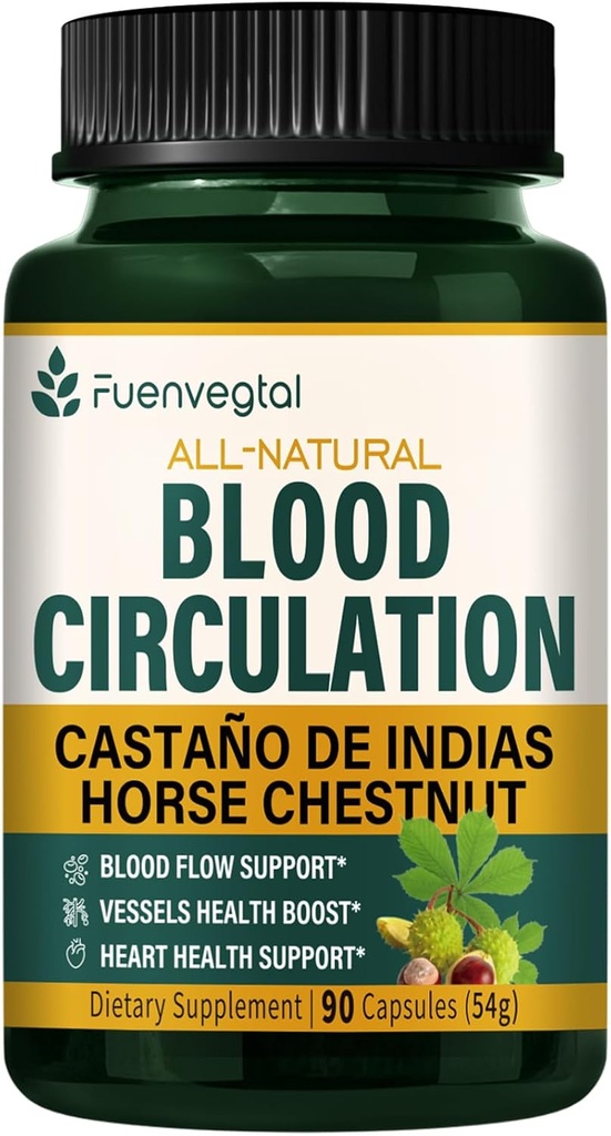 Horse Chestnut Blood Circulations Capsules, Castaño de Indias y Diosmina para la Circulacion, nitrogenoxid supplement for sund blodgennemstrømning, blodtryk. 90 Tæller
