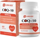OMOGS CoQ10 400mg Softgels, Coenzym Q10 High Absorption Supplements Heart Health, Cardiovaskulær Health, Immunsystem & Cellular Energy Production, Gluten Free, 60 Softgels