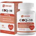 OMOGS CoQ10 400mg Softgels, Coenzym Q10 High Absorption Supplements Heart Health, Cardiovaskulær Health, Immunsystem & Cellular Energy Production, Gluten Free, 90 Softgels