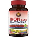 Vitalitown jerntilskud til kvinder Mænd, Hagnpotence 65mg Jern med C-vitamin 250 mg, mindre forstoppelse, bedre til blodopbygning & energiforbedring, ingen gluten, ikke-GMO 60 Vegansk jernpiller