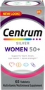 Centrum sølv kvinders Multivitamin til kvinder 50 Plus, Multivitamin / Multimineral supplement med vitamin D3, B Vitamin, non-GMO ingredienser, Understøtter hukommelse og kognition hos ældre voksne - 65 Ct