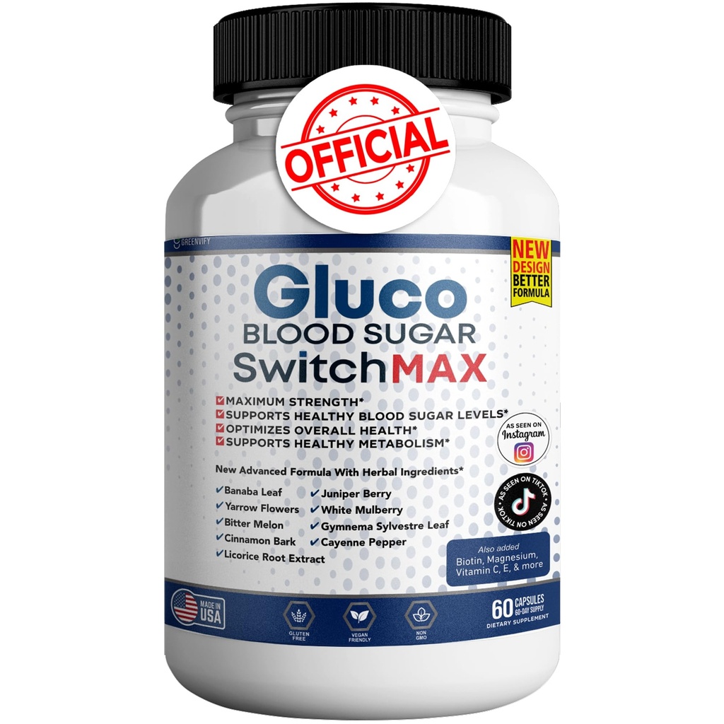 Gluco Blood Sugar Switch Max All Natural Formel at opretholde sunde niveauer, maksimal styrke Daglige Formel Blod Anmeldelser (1 pakke - 60 kapsler)