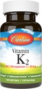 Carlson - Vitamin K2 MK- 7 (Menaquinon), 90 mcg, Bone Support, Calcium Biotilgængelighed, K2 Vitamin, Vitamin K-2, 120 Softgels