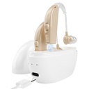 Hørehjælpemidler Forstærkere til seniorer Genopladelig med støjaflysning -Hørestøtte Tab Forstærker seniorer, voksne opladning sag & Volume Control (1 Par), Beige C1