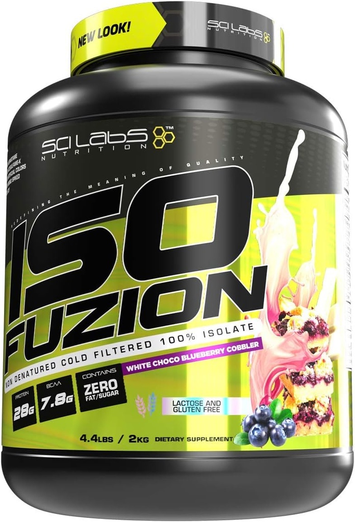 Iso Fuzion 100% Whey isolere 28g ikke Denatureret protein pulver, hvid choco blåbær Cobbler, 4.4lb