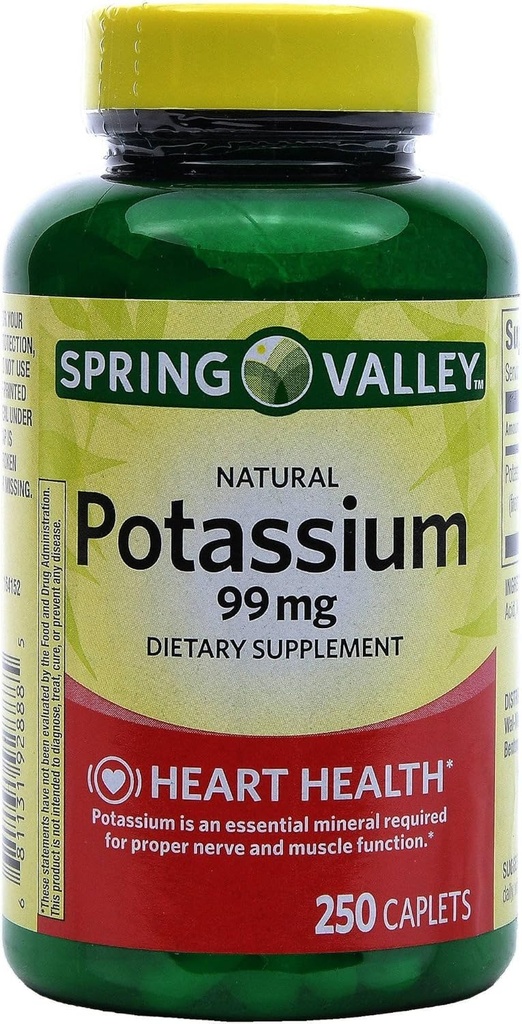 Spring Valley Kalium 99 mg fra Kalium Gluconate 595 mg (250 Tæl)
