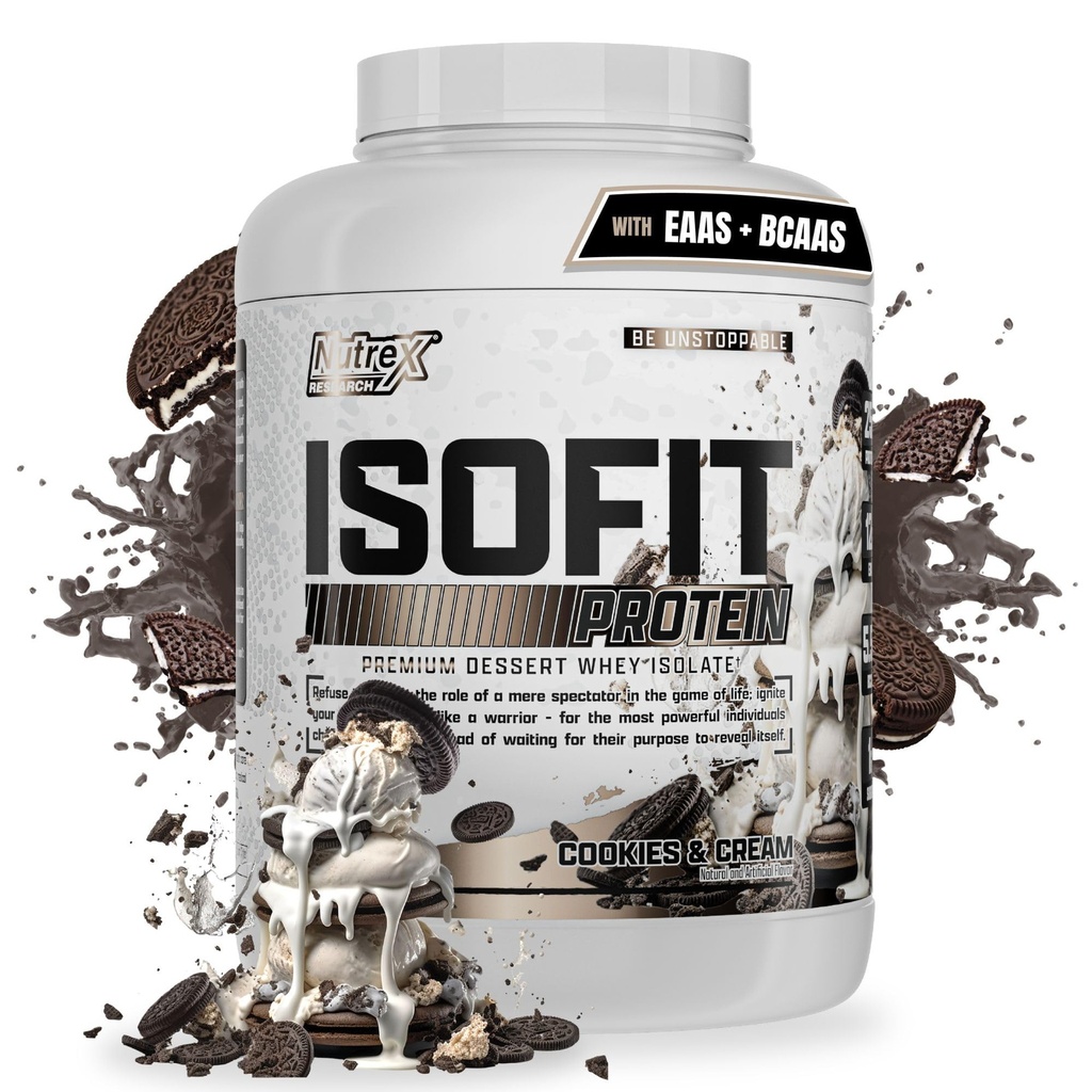 Nutrex Research IsoFit Whey Protein Powder Instantized 100% Whey Protein Isolate (70 Servings, Cookies & Cream)