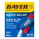 Bayer Rapid Relief Powder Pakker med Aspirin & Koffein, Opløselig Fast Active Pain Relief for Hovedpine, Muskel og Body Pain, Raspberry Flavor (Emballage kan variere), pakke med 3 x 10 Tæl