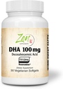 Zen Kosttilskud - Neuromins DHA 100 Mg - Vegan & Algae Sourced DHA supplement understøtter Eye Health, Heart Health, og Optimal Wellness 30- Vegcaps