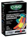 CURAD Performance Series IRONMAN Antibakterielle Bandages, Extreme Hold Adhesive Technology, Finger & Knuckle Bandages, Fleksible Fabric, Variety Pack med assorterede størrelser & farver, 20 Greve
