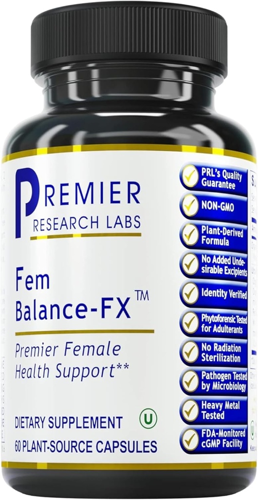 Premier Research Labs Fem Balance FX - Chasteberry Supplement for kvinder Hormone Balance Support, Chaste Tree Supplement w / Organic Chasteberry Extract, Natural Support for Women- 60 Vegetariske Kapsler