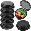 Lille pillkasse, Rejse runde pill sag, Bærbar medicin pill Container Holder, Daily Mini Pill Organizer til pung til at holde Vitamin Medicin Fish Oil Supplement (sort, 7PCS)