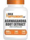 Bulkadditions.com Ashwagandha Root Extract Kapsler - Ashwagandha 600mg, Ashwagandha Supplement, Ashwagandha Root Kapsler, Vegan & Gluten Free, 1 Kapsler per Serving, 240 Veg Kapsler