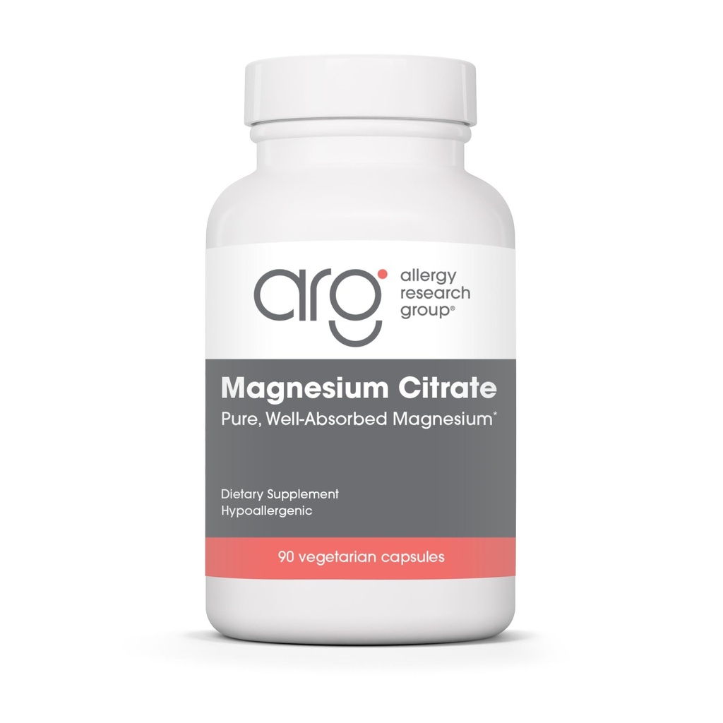 Allergi Research Group Magnesium Citrate Kosttilskud - Bone & Stress Support, Well- Absorberet, Hypoallergen, Vegetariske Kapsler - 90 Greve