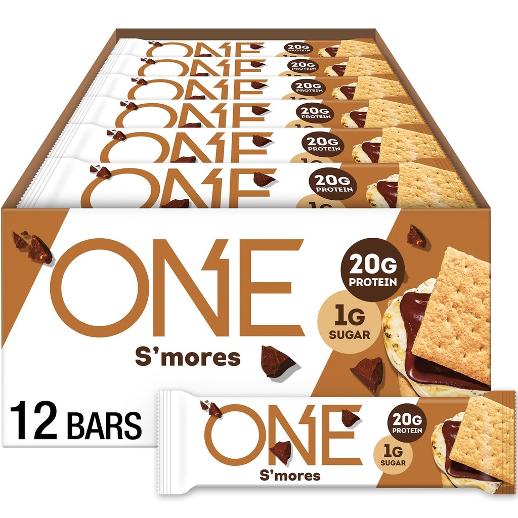 EN Proteinbar, Smores, Gluten Free med 20g Protein og 1g Sukker, Pantry Staples, 2,12 oz (12 Greve), Packaging May Vary