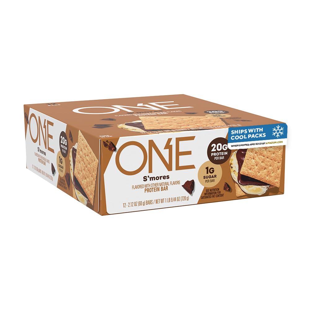 EN Proteinbar, Smores, Gluten Free med 20g Protein og 1g Sukker, Pantry Staples, 2,12 oz (12 Greve), Packaging May Vary