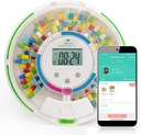 EziMedPil Bluetooth Pill Dispenser w / Audio & Visual & App Aperts, op til 9 alarmer / dag, 9 dosering Skabeloner, 28-dages medicinering dispenser w / Nøgle til receptioner, Vitaminer & mere, Clear Lid