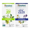 Himalaya Hej Joy med Ashwagandha til forbedring af mad og spiritus & Hello ZZZs med Melatonin til søvn support, 60 kapsler hver - Bundle