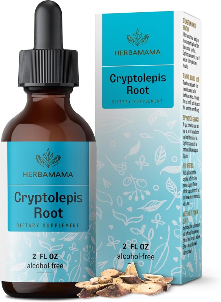 HERBAMAMA Cryptolepis Tincture - Vegansk Cryptolepis Sanguinolenta Immunity Drops for total Detox - Non- GMO, Alkohol & Sugar- Gratis immunforsvar Support